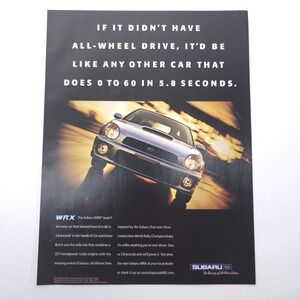 Subaru WRX All Wheel Drive 0–60 Performance Print Ad Rally Inspired Advertising